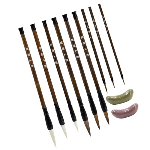 9 pinceles de madera para pintura china, pintura Sumi, antitéticos, para escribir en acuarela, pinceles de caligrafía china