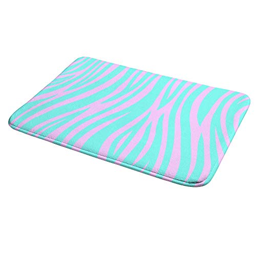 Tapis de bain antidérapant absorbant l'eau bleu rose 91,4 x 61 cm