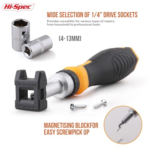 Image of Hi-Spec 79pc Multi Screw Driver Bit Set and 1 /4 inch Socket Set with Handles. Flexible Extension, Precision, Torx and Tamperproof 1 /4 inch Hex Screwdriving Bit Accessories in a Case