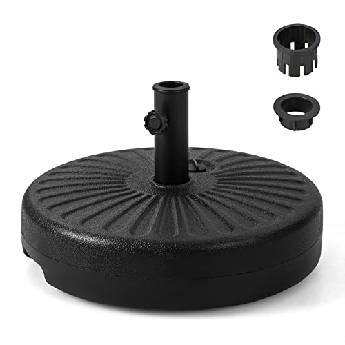 Tangkula Fillable Umbrella Base Stand, 75 lbs Water & Sand Filled Heavy Duty 20 Inch Round Patio Outdoor Umbrella Weight Base, for Umbrella Pole 1.5-1.9 inches, for 9-10 ft Market Offset Umbrella