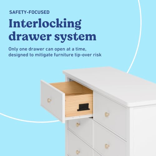 Graco Sasha 6 Drawer Dresser (White) – GREENGUARD Gold Certified, Wood Storage for Nursery or Kids’ Room, Safe Interlocking Drawer System & Easy Assembly with Pre-Installed Tracks - image 4