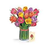Freshcut Paper Festive Tulips 12 Inch Life-Sized 3D Pop Up Card – Greeting Card, Birthday, Thank You, Gifts for Mom and Her, Anniversary – Includes Notecard and Envelope