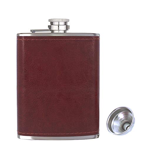 Pocket Hip Flask 8 oz with Funnel, Alcohol Flask, Liquor Flask,18/8 Stainless Steel