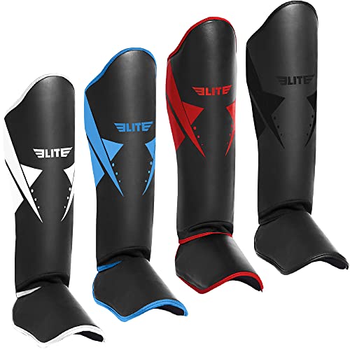 Elite Sports Muay Thai Shin Guards Kickboxing MMA Muay Thai Leg Instep Protective Pads, Martial Art Kicking Sparring Training Gear for BJJ Karate Boxing Taekwondo by Elite Sports - Used condition - US$35.32