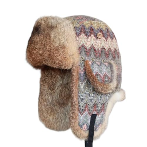 FENOKD Thickened Cotton Cap Winter Ski Ear Protection Hat Men and Women Thunderhead Cap (D 7 1/8)?D-7 1/8