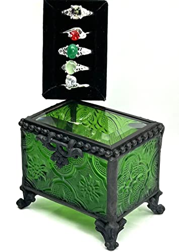 Entlityful Succulent Plant Terrarium、 Green Glass Small Decorative Box Keepsake Box Vintage Decoration For Girls And Ladies Gifts #TOP23