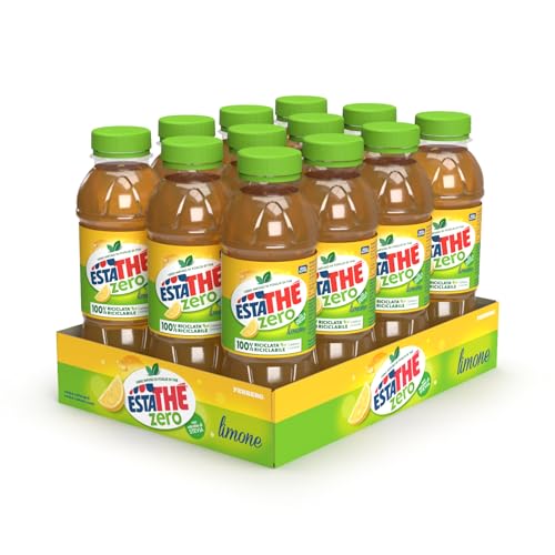 Estathé Zero Limone - The Freddo, Senza Zucchero, con Vero Infuso di Foglie di The e Succo di Limone, Bevanda Analcolica Senza Glutine, 12 Bottiglie da 0,4 lt