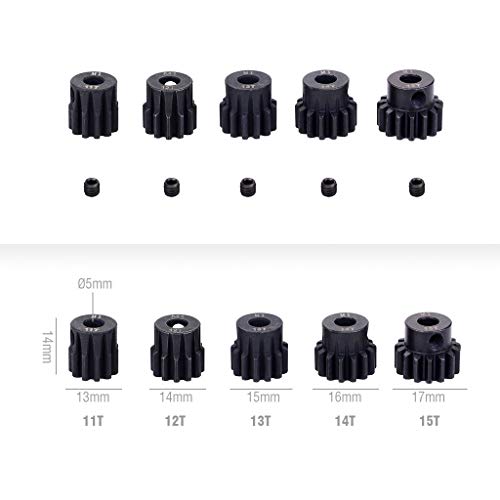 DollaTek 5PCS M1 5mm 11T 12T 13T 14T 15T Ritzel Motorgetriebe für bürstenlosen 1/8 Rc Auto-Motor