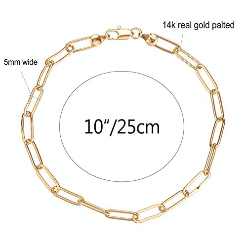 Tobillera de oro de 14 quilates tipo cadena ovalada de 9 a 11 pulgadas 2