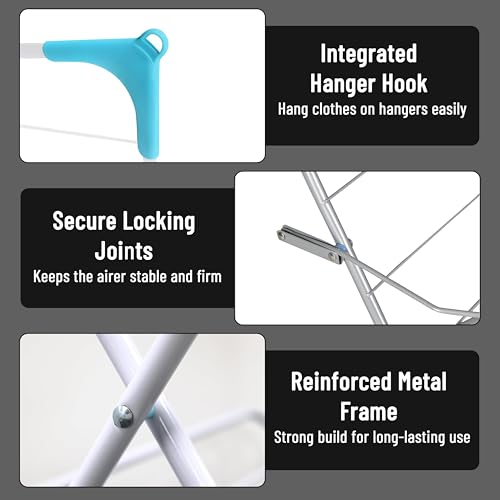 H-LINE 3 Tier Clothes Airer Laundry Drying Horse Rack Concertina Tower Indoor Outdoor - Image 5