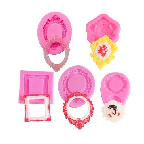 AMZTOART 5pc Frame Silicone Mold Polymer Clay Chocolate Fondant Sugarcraft Sugar Craft Molds DIY Cake Safe