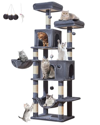 Image of Taoqimiao Large Cat Tree, 73 in Tall Cat Tower with 2 Plush Big Cat Condos