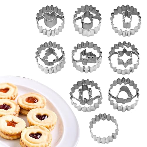 Molde de acero inoxidable para galletas de Navidad, 9 moldes para galletas de Navidad, moldes de sello para pasteles