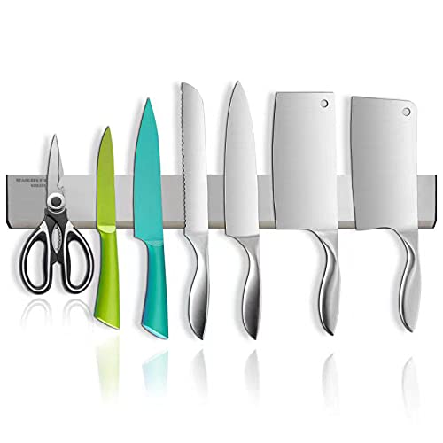 MUNNK Magnetic Knife Rack, 50 cm, Extra Wide and Thick, Super Magnetic, Self-Adhesive, No Drilling Required, Suitable for Kitchen, Office and Workshop