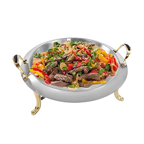 RocoReny 3.17QT Round Chafing Dish Buffet Set,Silver Stainless Steel Buffet Warmer Tray Chafers with Food/Water Pan for Catering Events Parties Weddings Dinners (3.17QT Silver)