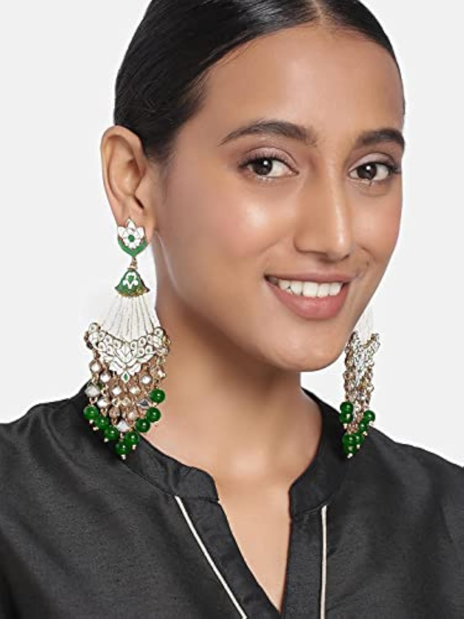 Women's 18K Gold Plated Traditional Meena Work Earrings
