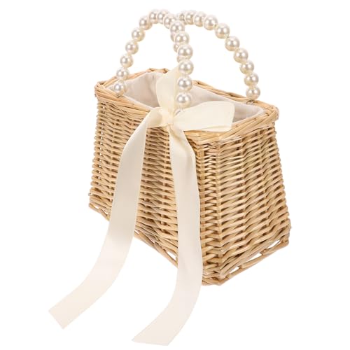 Paquet à main en paille Hohopeti portable en tissu avec perles et fermeture