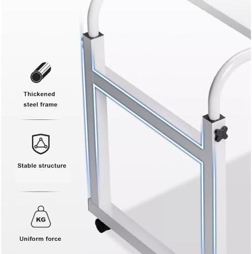 Adjustable Rolling Over Bed Desk - Height & Length Adjustable Medical Table, Overbed Food Tray & Computer Desk on Wheels for Home & Office Use