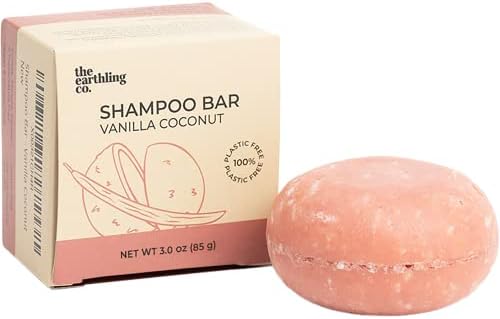 The Earthling Co. Shampoo Bar – Gentle Plant Based Hair Shampoo for Men, Women and Kids - Vegan Formula for All Hair Types – Paraben, Silicone and Sulfate Free, Vanilla Coconut, 3.0 oz