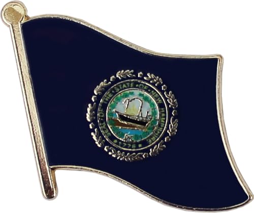 New Hampshire Flag Die-struck Metal Single Lapel Pin with Butterfly