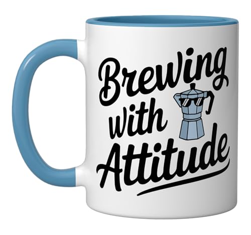 Taza de Cerámica Brewing With Attitude Azul/Blanco 11 oz miniatura 1