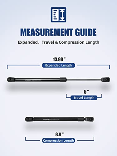Otuayauto 14 Inch Gas Strut - 107N/24Lbs Universal Lift Support - Replacement For Camper Shell Shocks, Canopy, Tool Box, Truck Cap, Oem # C16-06389 (Pack Of 2) #TOP1