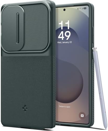 Spigen for Galaxy S25 Ultra Case, Optik Armor [Sliding Camera Cover] [No Magnet Ring] [Military-Grade Protection] - Abyss Green