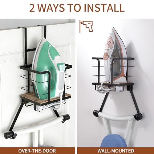 Ironing-Board-Hanger-Wall-Mount-Over-the-Door-Iron-Board-Holder-Wooden-Metal-Laundry-Room-Organizer-Anti-Slip-Fence-Design-Fits-TY-Leg-Black