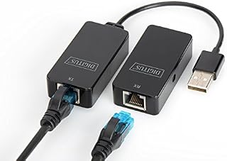 DIGITUS Przedłużacz USB - Zasięg 50 m - USB 2.0 - Kabel sieciowy UTP, STP i S-FTP z Cat-5 - Plug & Play - Czarny