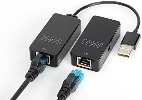 DIGITUS Przedłużacz USB - Zasięg 50 m - USB 2.0 - Kabel sieciowy UTP, STP i S-FTP z Cat-5 - Plug & Play - Czarny