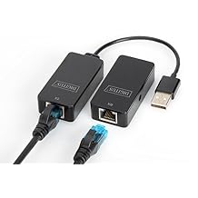 Digitus USB Extender - 50m Range - USB 2.0 - Network Cable UTP, STP and S-FTP Cat-5 - Plug & Play - Black
