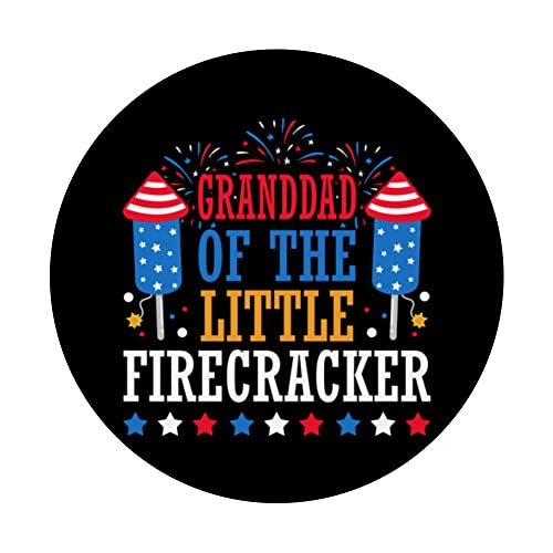 Granddad Of The Little Firecracker 4th of July Fireworks PopSockets Swappable PopGrip, Black - Image 3
