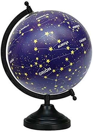 13" Unique Antiique Look Blue Decorative Desktop Rotating Globe Constellation Stars Globes Table Decor By Globes Hub-Perfect for Home, Office & Classroom