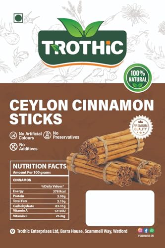 Trothic Spices Ceylon Cinnamon Sticks | SriLankan Dalchini Sticks | World's Finest Ceylon Cinnamon Quills | 50 Gm