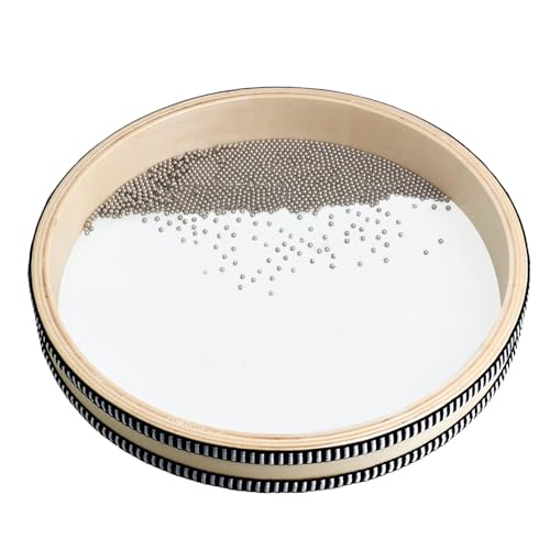 Wooden Ocean Drum 10 Inch Natural Color, Orff Instrument with Rolling Beads & Transparent Design - Hand Percussion for Music Education & Sensory Play (with Storage Box)