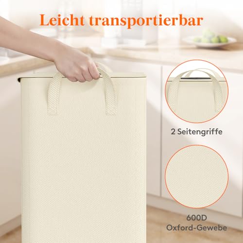 Lifewit 100L Pfandflaschen Sammelbehälter mit Deckel, Groß Pfandflaschen Aufbewahrung, Behälter Leergut & Altglas Aufbewahrung, Flaschensammler mit Loch Küche Abstellraum Flaschentasche, Weiß