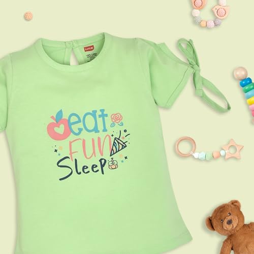Image of LuvLap Baby Girls Regular Fit 100% Cotton Half Sleeves Girls Top CoSet Pack of 3