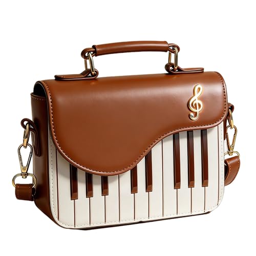 Sac à main motif piano marron petit format avec bandoulière