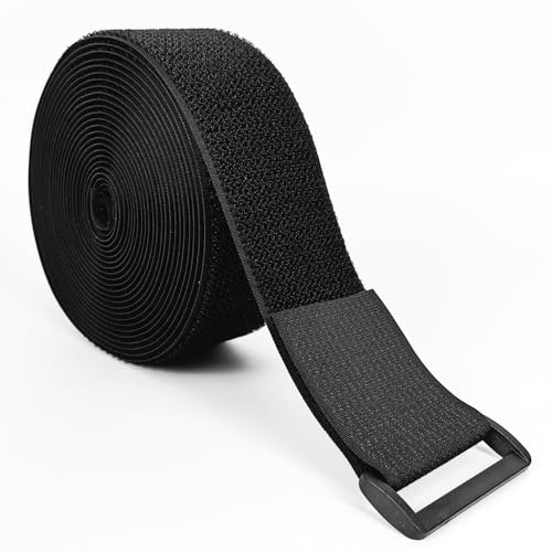 Hook and Loop Straps 2 x 16 Fastening Cinch Straps with 15 Buckles Cut to Length Heavy Duty Reusable Cable Straps Cord Straps 16 Feet Long Cord Strap for Storage and Organization