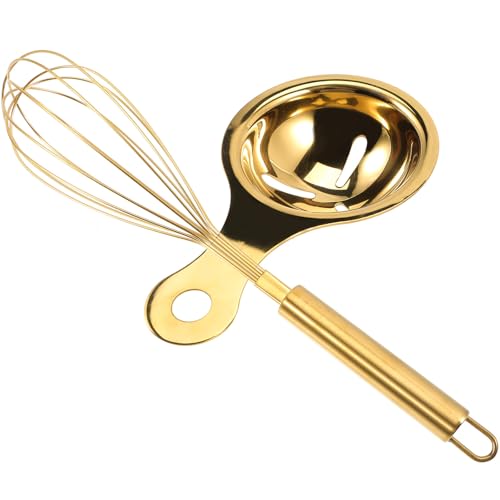 Amosfun Batidor Manual de Huevos Separador de Claras Yemas Acero Inoxidable para Cocina Profesional y Hogar