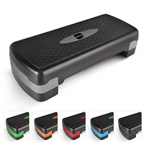 KAYMAN Exercise Steps – Fitness Stepper for Home & Gym, Suited for Aerobics, Cardio, Weights, Yoga, DVD Workout – Adjustable 2 Step Level Heights (10, 15 cm) – Perfect Equipment for Fitness (Grey)