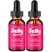 Jelly Burn Drops, Official Jelly Burn Supplement Drops with All Natural Ingredients - Maximum Strength, Advanced Formula Overall Health & Wellness, Premium JellyBurn Droppers Support Reviews 2 Pack