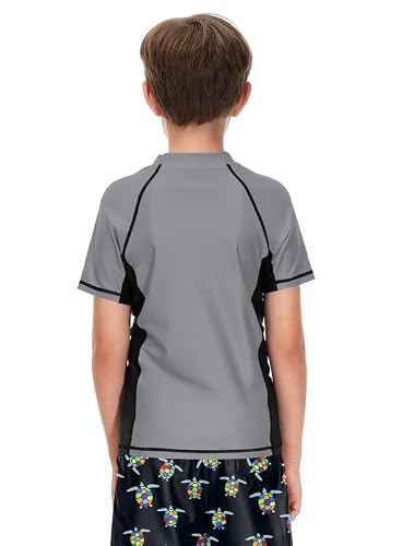 Besserbay Gray And Black Sun Protective Rash Guard Quick-Dry Swimming Sun Shirt For Boys 11-12 Years #TOP4
