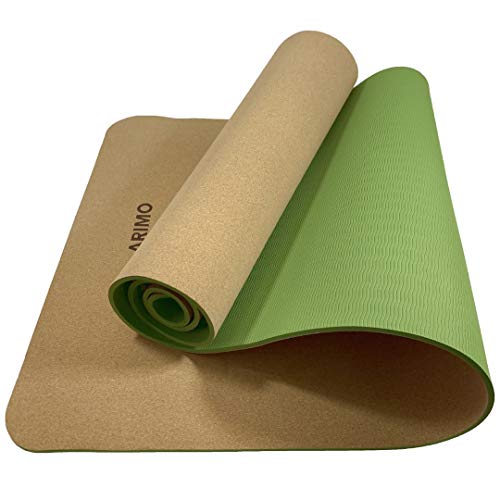 ARIMO Tapete de Cortiça e TPE Yoga Mat Antiderrapante Ecológico Biodegradável Todos Os Tipos de Yoga