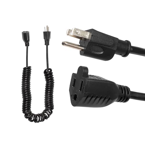Iron Forge Cable SJEOW Black Outdoor Coiled Extension Cord 5 ft, 14/3, 15 Amp Oil Resistant & Flame...