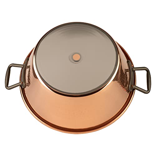 Foto von Cuisine Romefort | Kupfer Induktion Marmeladentopf Ø 40 cm, 12 Liter | Griffe aus Gusseisen | Kupfertopf zum Kochen von Marmelade | Induktionsfähig (Gehämmert | L)