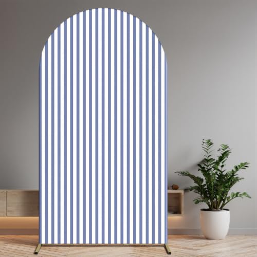 Tingjoo Blue Striped Arch Backdrop Cover Spandex Stretchy Backdrop Stand Cover Double Side Banner for Wedding Birthday Banquet Boys Girls Shower Ceremony Decoration Props 3.3x6ft by Tingjoo - Used condition - US$19.34