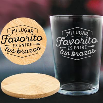 Vaso de sidra/cubata personalizado de 500ml grabado con frase y posibilidad de personalizar con nombre. Ideal para regalar en cualquier momento + posavasos grabado