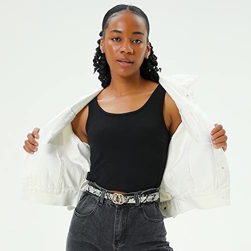 MORELESS 2 Pack Thin Belts for Women Jeans Dress Skinny Waist Belt with Gold Buckle2