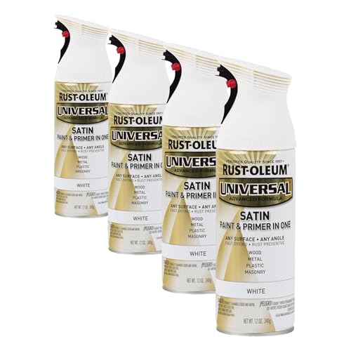Image of Rust-Oleum 245210 Universal All Surface Spray Paint, 12 oz, Satin White (Pack of 4)